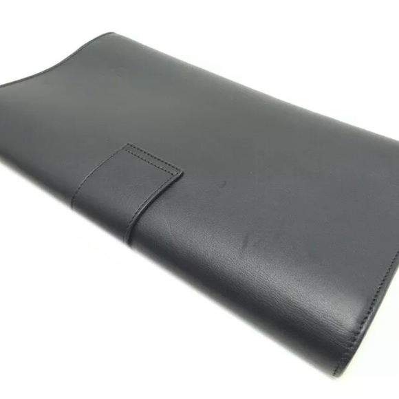 Yves Saint Laurent Black Leather Clutch with Gold Accent - Picture 4 of 5